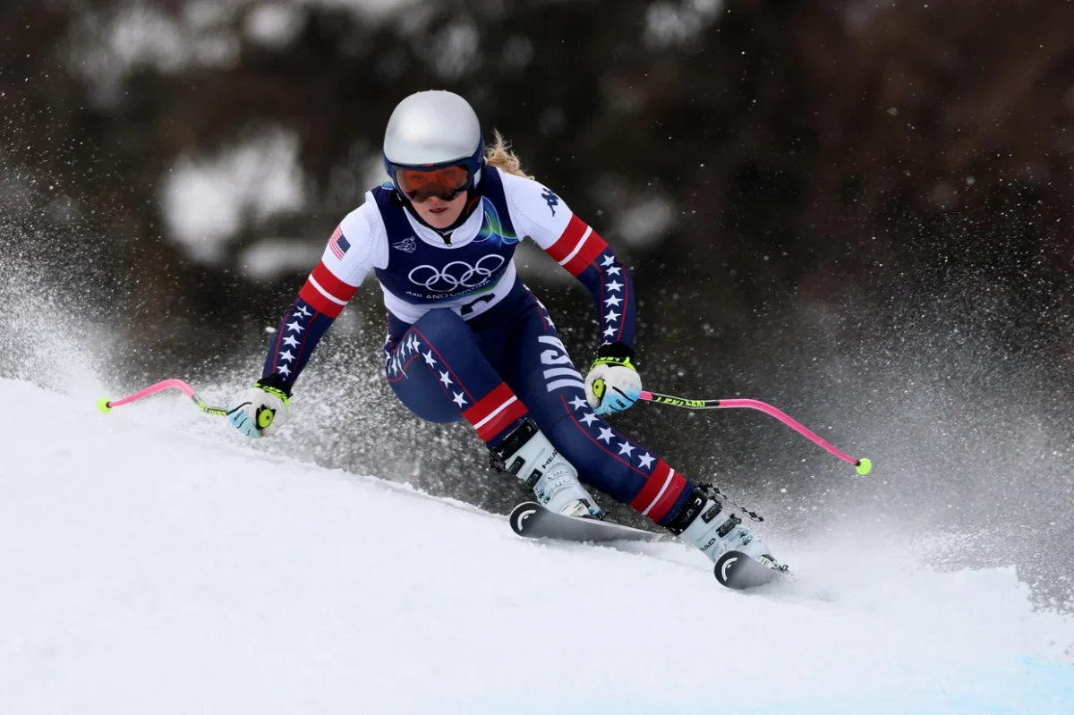 Lindsey Vonn of Team USA skis during the Women's Downhill training on Feb. 6, 2026, in Cortina d'Ampezzo, Italy.